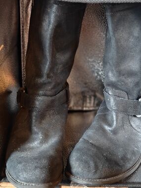 UGG Black Suede Mid-Calf Strap Boots